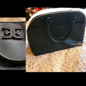 NEW Sam Edelman satchel black handle purse bag with exterior slip pocket